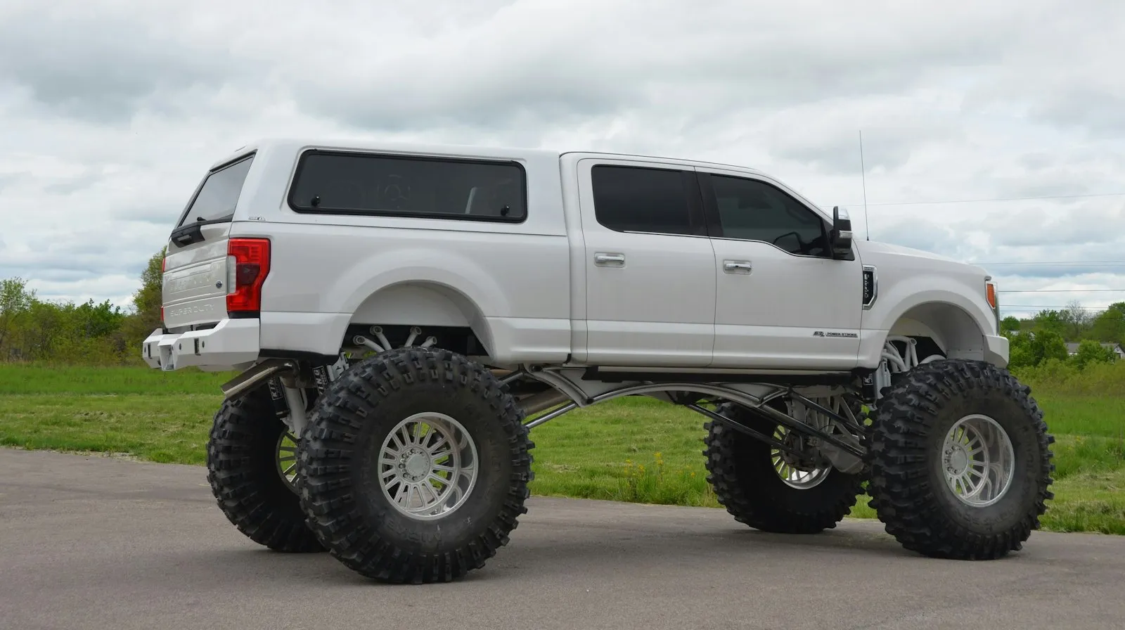 An Ekstensive built Ford Truck in white, a long way from Texas