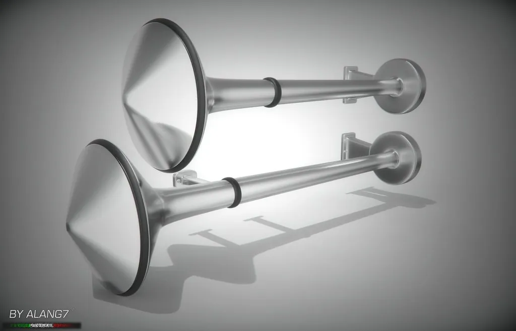 Chrome multi-trumpet truck air horns