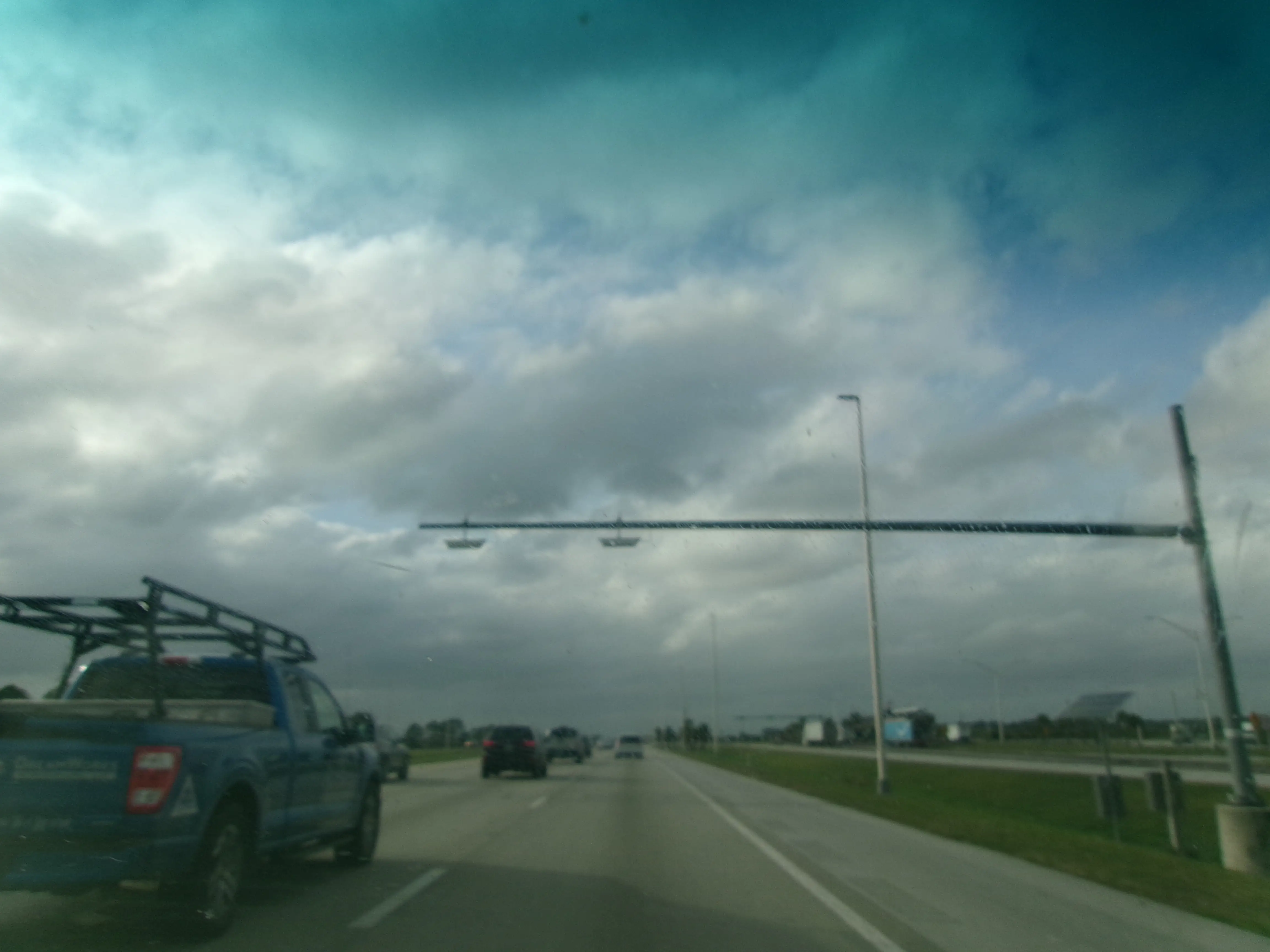 Truck weigh station on northbound I-95 in Martin County, Florida, where DOT roadside inspections take place