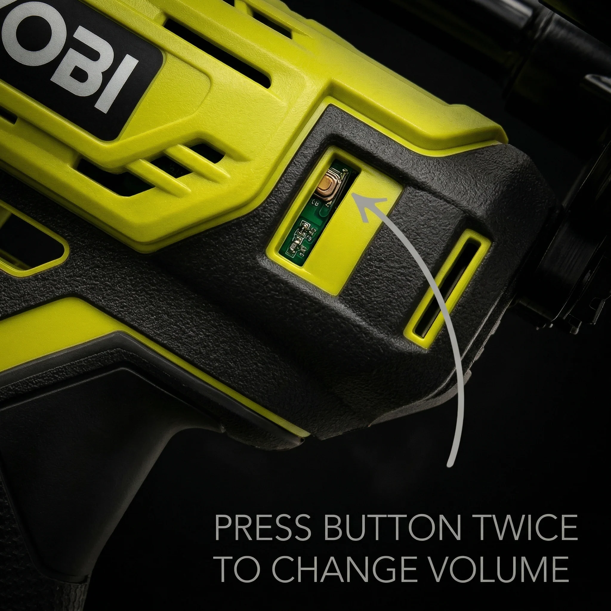 Three-level volume control graphic for the BossHorn dual-trumpet Ryobi-compatible horn