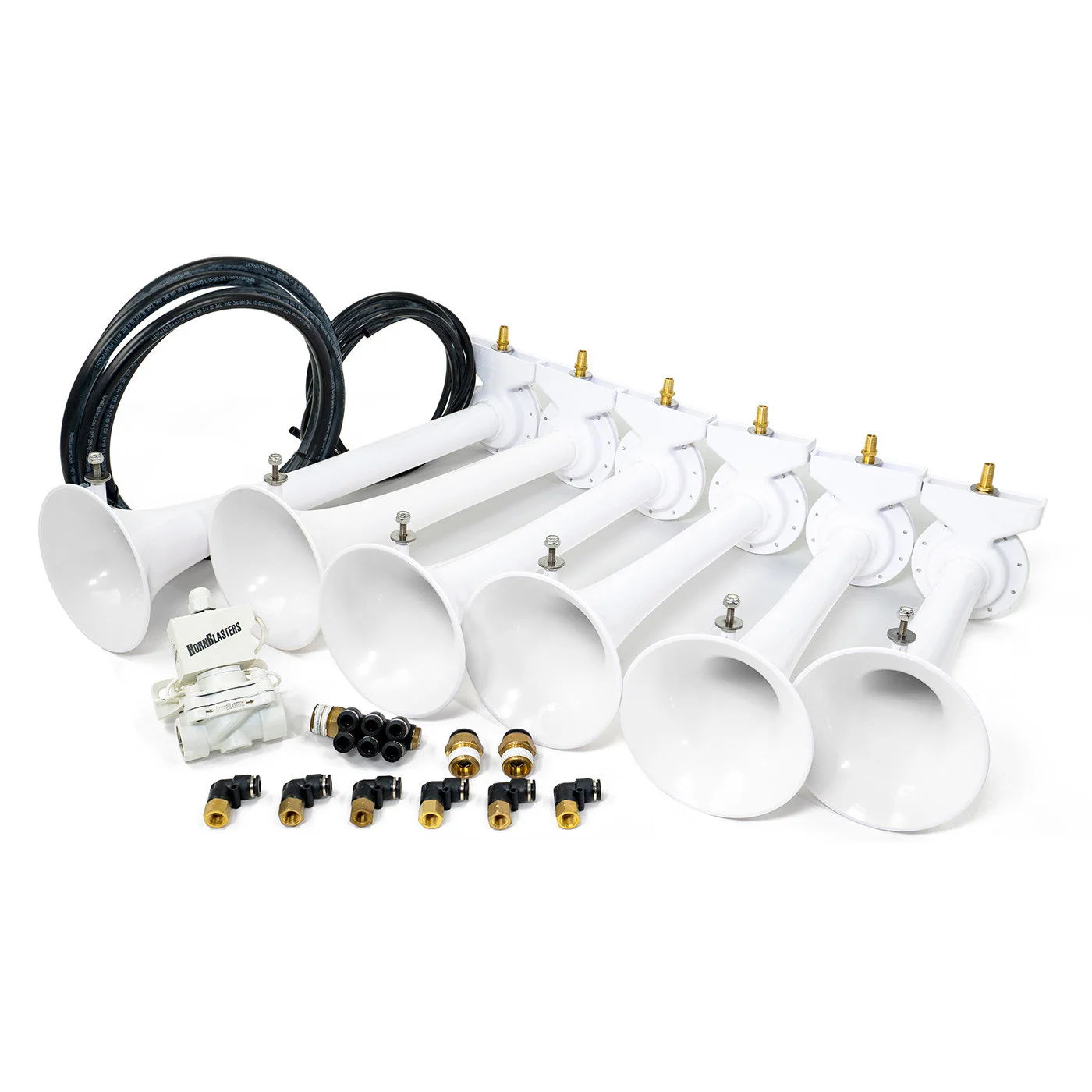 HornBlasters Shocker S6 white trumpet configuration detail