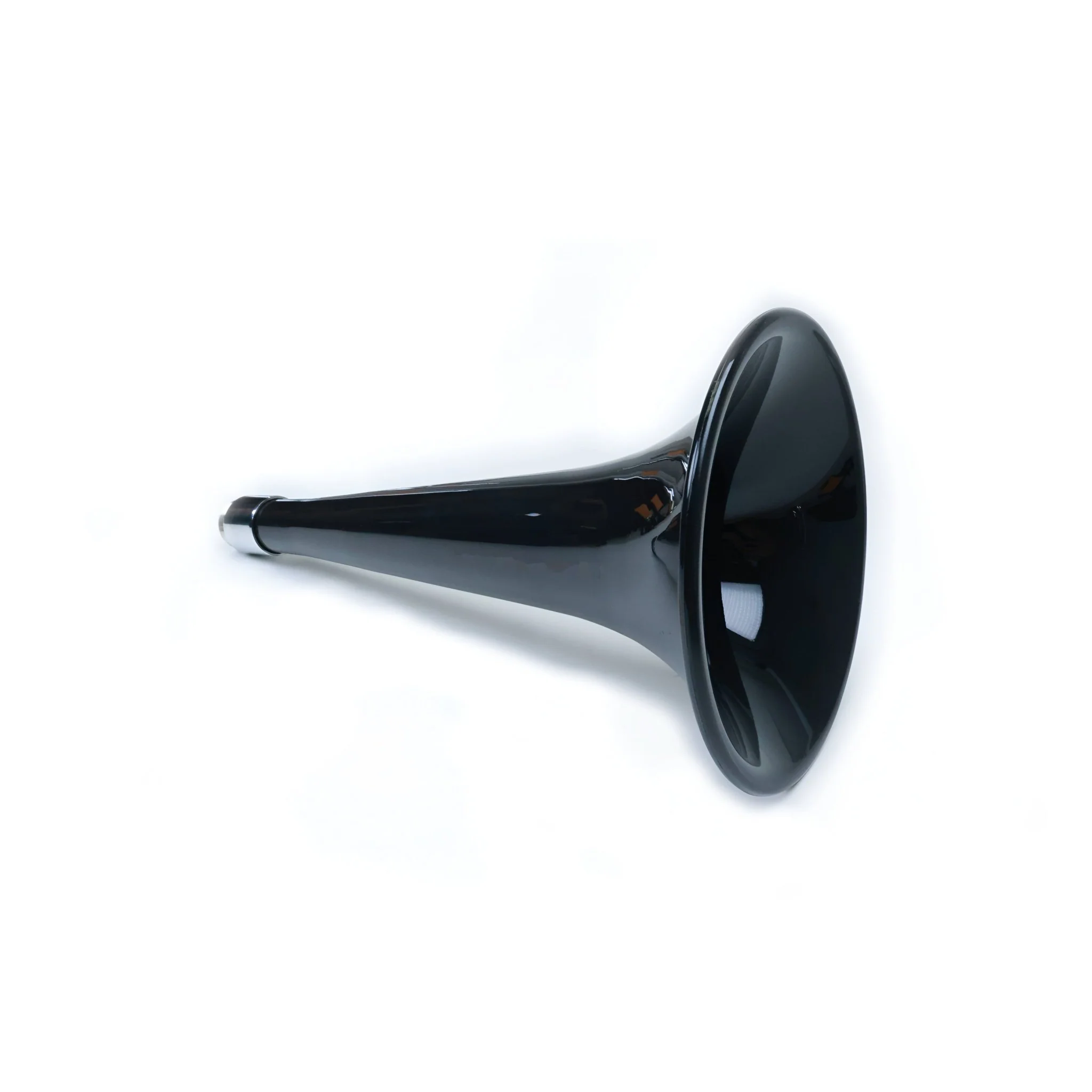 Kleinn Model 220 large 16.25-inch black ABS trumpet shown in profile