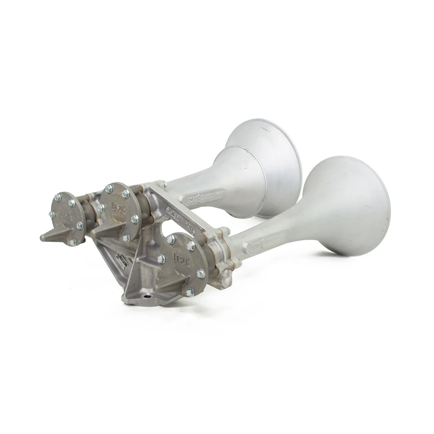 Leslie RS-3L Supertyfon three-chime locomotive horn, manifold detail