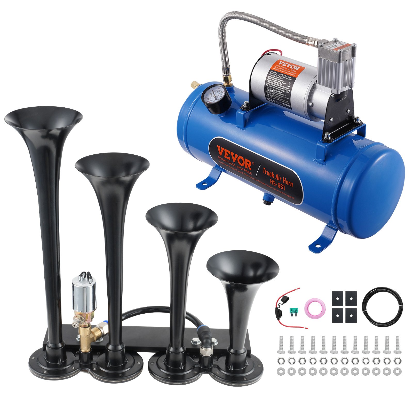 Vevor 4-trumpet train horn kit