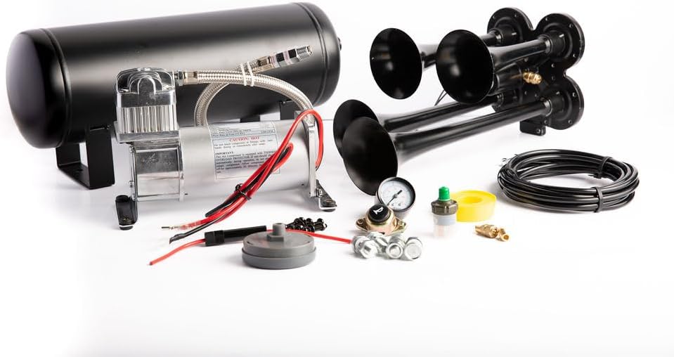 Viking Horns V101C-3/4008B 4-trumpet train horn kit with 1.5-gallon tank and 150 PSI compressor