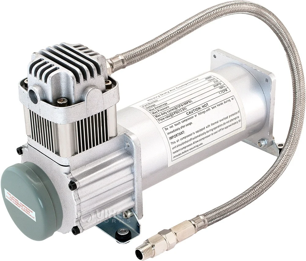 Vixen 200 PSI 12V oil-less air compressor with braided leader hose