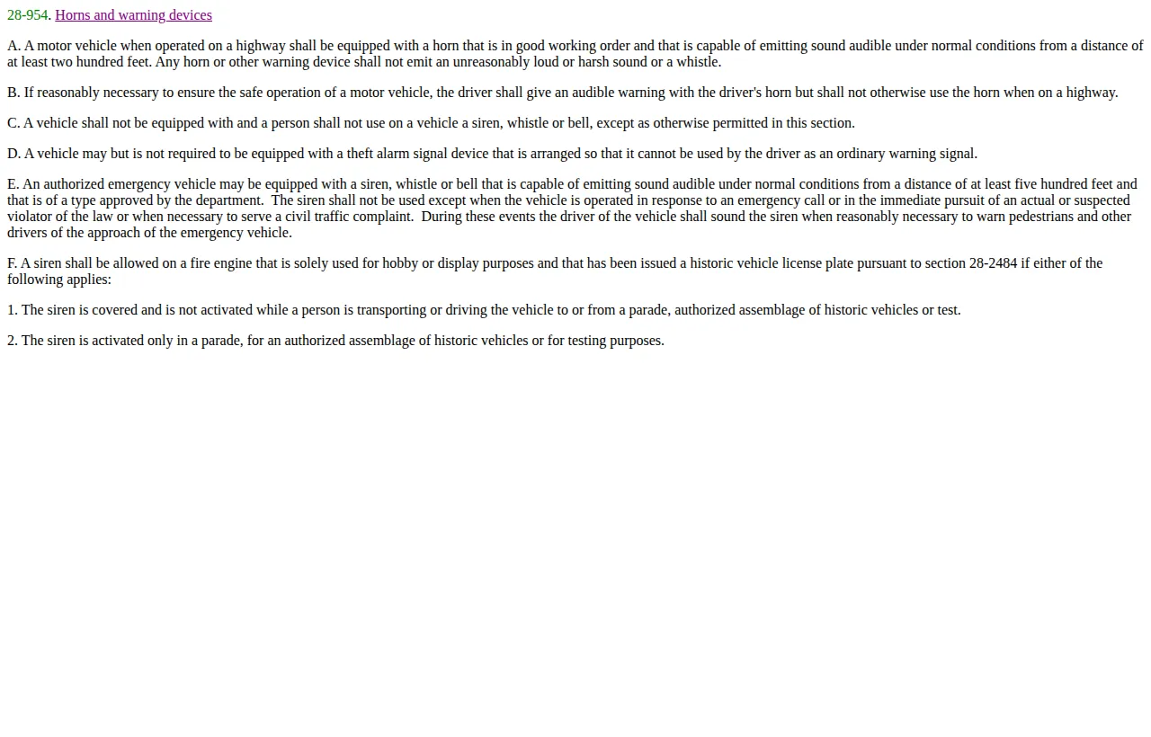 Screenshot of the official statute page at azleg.gov