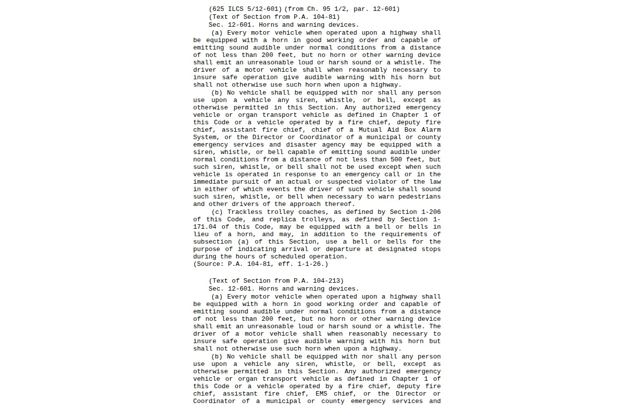 Screenshot of the official statute page at ilga.gov