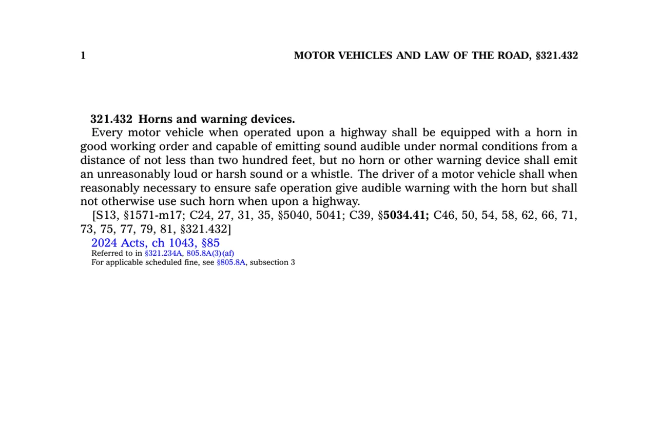 Screenshot of the official statute page at legis.iowa.gov