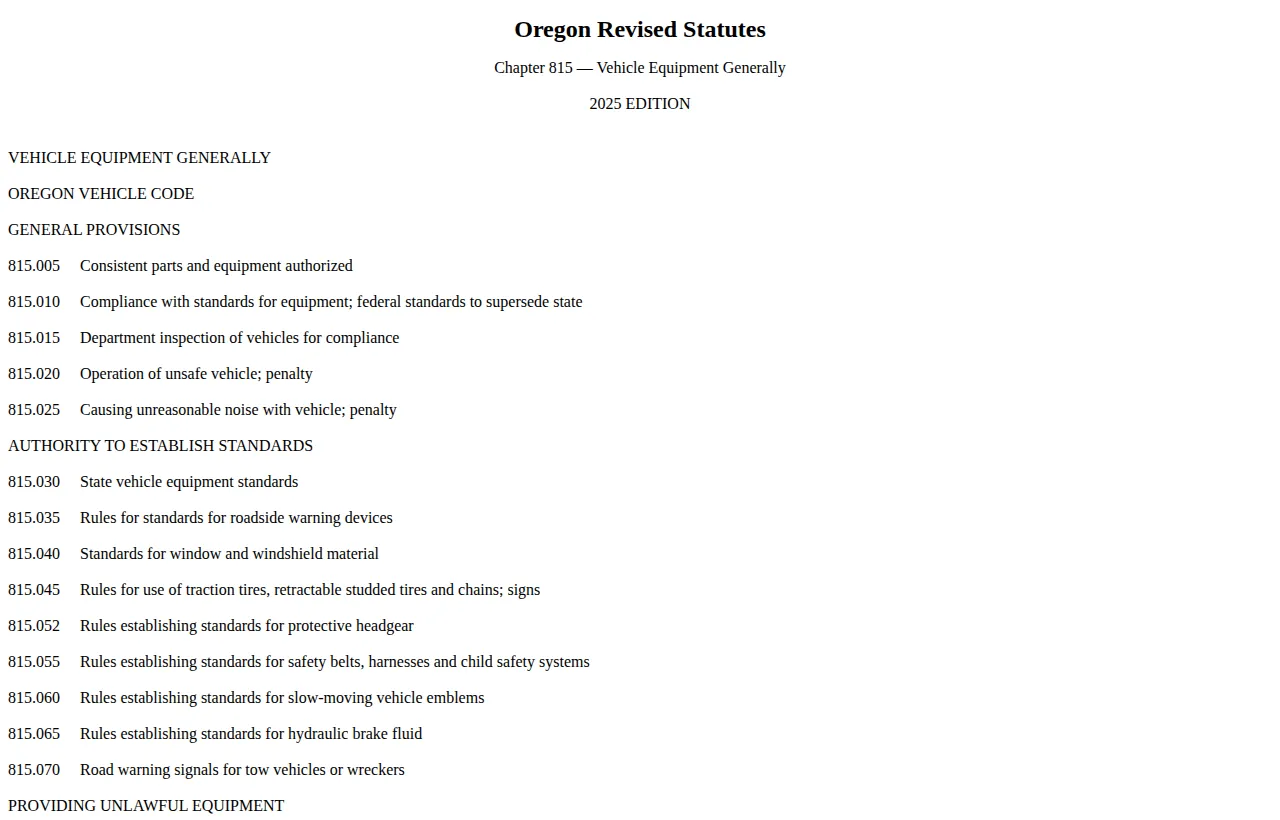 Screenshot of the official statute page at oregonlegislature.gov