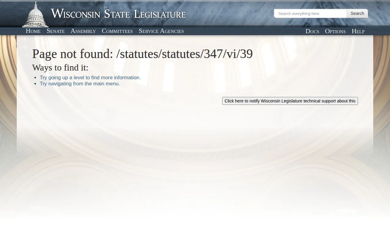 Screenshot of the official statute page at docs.legis.wisconsin.gov